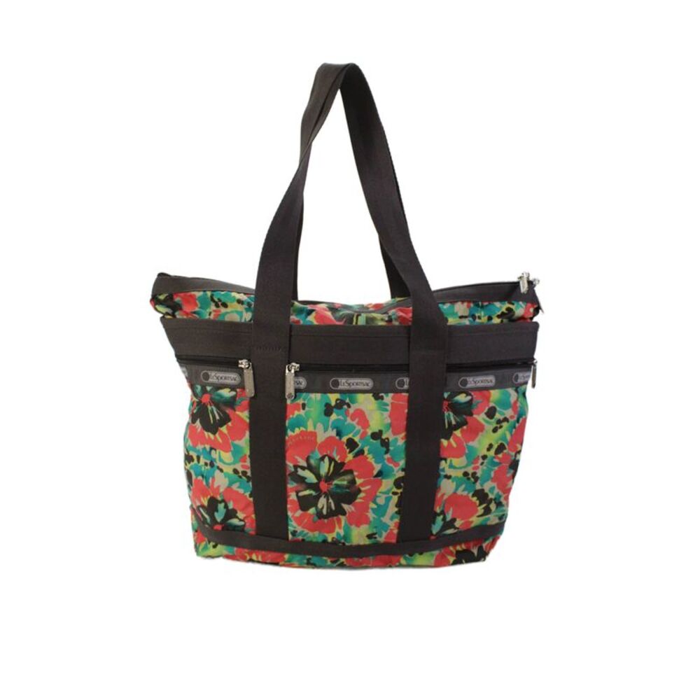 LeSportsac Womens Floral Print Large Shoulder Tote Bag Handbag Multicolor